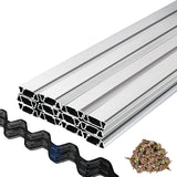 Spring Wire and Lock Channel,2 m Spring Lock & U-Channel Bundle for Greenhouse, 20 Packs PE Coated Spring Wire & Aluminum Alloy Channel, Plastic Poly Film or Shade Cloth Attachment with Screw