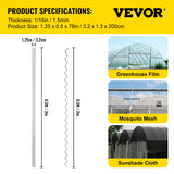 VEVOR Spring Wire and Lock Channel, 2m Spring Lock & U-Channel Bundle for Greenhouse, 40 Packs PE Coated Spring Wire & Aluminum Alloy Channel,Plastic