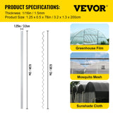 VEVOR Spring Wire and Lock Channel, 2m Spring Lock & U-Channel Bundle for Greenhouse, 40 Packs PE Coated Spring Wire & Aluminum Alloy Channel,Plastic Poly Film or Shade Cloth Attachment with Screw - Close-Up Angle