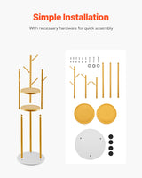 Coat Rack, Freestanding Coat Rack Stand with Quartz Stone Base & 9 Hooks, Free Standing Hall Coat Tree for Entryway, Bedroom, Office, Living Room, Modern Clothes Hanger for Coat, Hat, Scarf, Bag