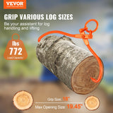 VEVOR Log Skidding Tongs, 18 inch 2 Claw Log Lifting Tongs, Heavy Duty Steel Lumber Skidding Tongs, 772 lbs/350 kg Loading Capacity, Log Lifting, Handling, Dragging & Carrying Tool - Front View