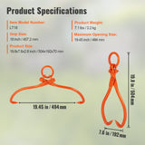 VEVOR Log Skidding Tongs, 18 inch 2 Claw Log Lifting Tongs, Heavy Duty Steel Lumber Skidding Tongs, 772 lbs/350 kg Loading Capacity, Log Lifting, Handling, Dragging & Carrying Tool - Close-Up Angle