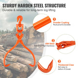 VEVOR Log Skidding Tongs, 45.7cm 2 Claw Log Lifting Tongs, Heavy Duty Rotating Steel Lumber Skidding Tongs, 350 kg Loading Capacity, Log Lifting,