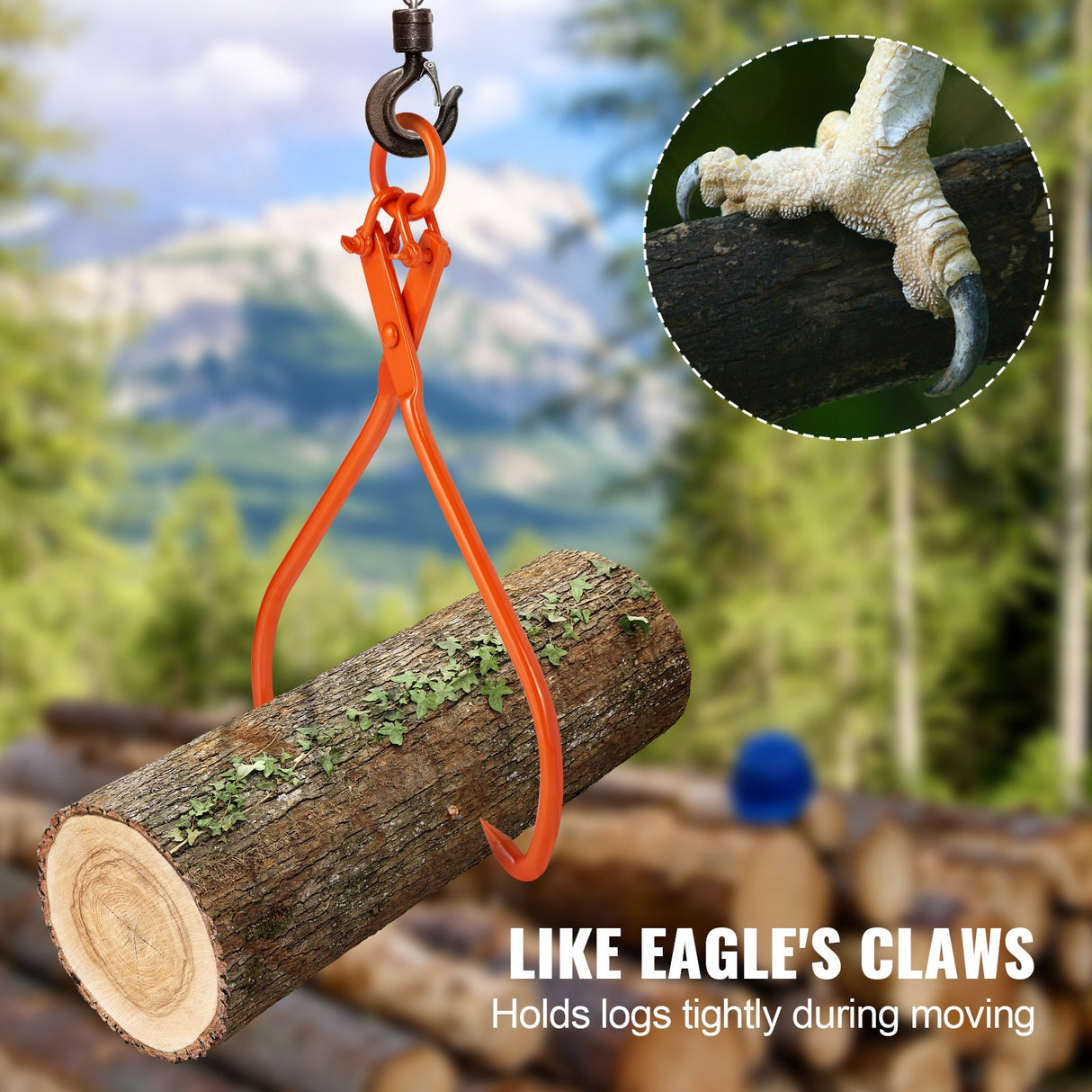VEVOR Log Skidding Tongs, 81.3cm 2 Claw Log Lifting Tongs, Heavy Duty Steel Lumber Skidding Tongs, 700 kg Loading Capacity, Log Lifting, Handling,