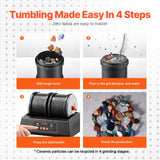 Rock Tumbler Machine 8 lbs Rock Polishing Kit 9 Speed 9-Day Timer Dual Barrels - Rear View