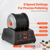 VEVOR Rock Tumbler Machine 4 lbs Rock Polishing Kit 9 Speed 9-Day Timer Steel - Side View