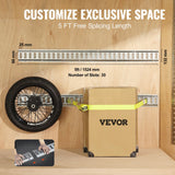 VEVOR E Track Tie-Down Rail Kit, 24PCS 1524 mm E-Tracks Set Includes 8 Steel Rails & 8 O-Rings & 8 Tie-Offs with D-Ring, Versatile Trailer Securing