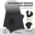 Stretch Spandex Folding Chair Covers, Universal Fitted Chair Cover, Removable Washable Protective Slipcovers, for Wedding, Holiday, Banquet, Party, Celebration, Dining (100PCS Black)