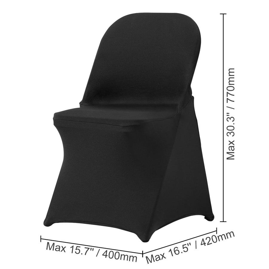 Stretch Spandex Folding Chair Covers, Universal Fitted Chair Cover, Removable Washable Protective Slipcovers, for Wedding, Holiday, Banquet, Party, Celebration, Dining (100PCS Black)
