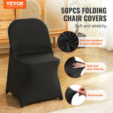 VEVOR Stretch Spandex Folding Chair Covers, Universal Fitted Chair Cover, Removable Washable Protective Slipcovers, for Wedding, Holiday, Banquet, - Front View