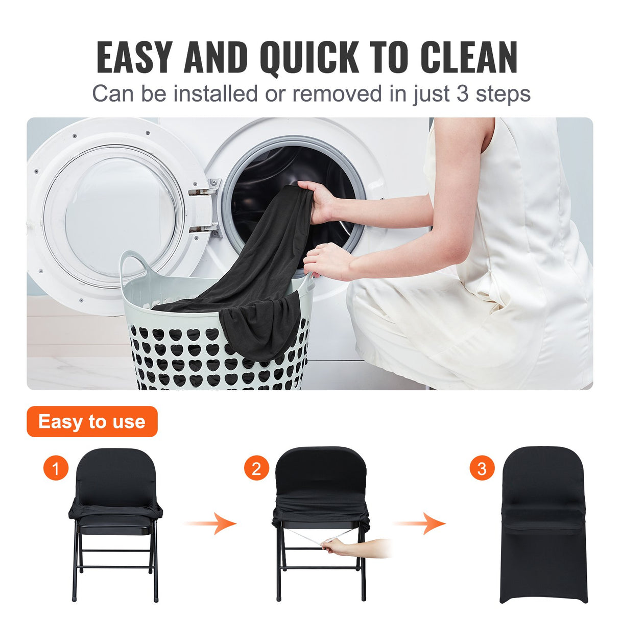 VEVOR Stretch Spandex Folding Chair Covers, Universal Fitted Chair Cover, Removable Washable Protective Slipcovers, for Wedding, Holiday, Banquet,