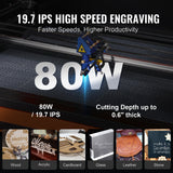 VEVOR 80W CO2 Laser Engraver, 500 x 700 mm, 19.7 IPS Laser Cutter Machine with 2-Way Pass Air Assist, Compatible with LightBurn, CorelDRAW, AutoCAD, Windows, Mac OS, Linux, for Wood Acrylic Fabric - Side View