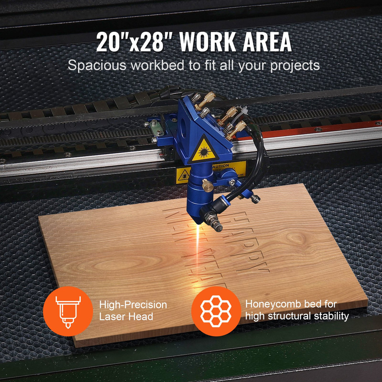 VEVOR 80W CO2 Laser Engraver, 500 x 700 mm, 19.7 IPS Laser Cutter Machine with 2-Way Pass Air Assist, Compatible with LightBurn, CorelDRAW, AutoCAD, Windows, Mac OS, Linux, for Wood Acrylic Fabric