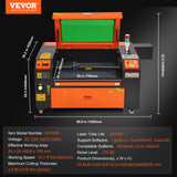 VEVOR 80W CO2 Laser Engraver, 500 x 700 mm, 19.7 IPS Laser Cutter Machine with 2-Way Pass Air Assist, Compatible with LightBurn, CorelDRAW, AutoCAD, Windows, Mac OS, Linux, for Wood Acrylic Fabric - Close-Up Angle
