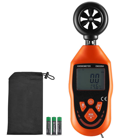 Handheld Anemometer, -10℃ to 45℃, Digital Wind Speed Meter Gauge with LED Backlight Screen, Measures Wind