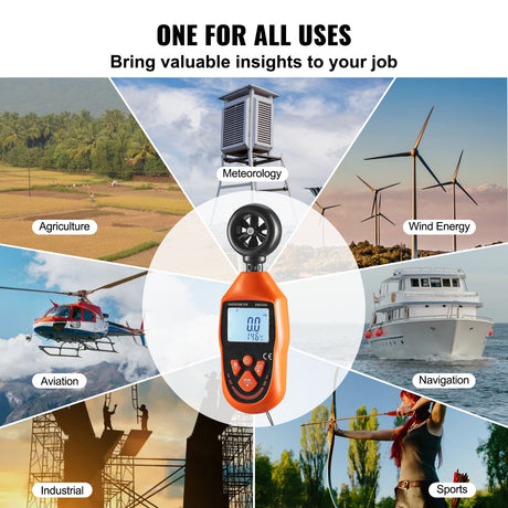 Handheld Anemometer, -10℃ to 45℃, Digital Wind Speed Meter Gauge with LED Backlight Screen, Measures Wind, image 6