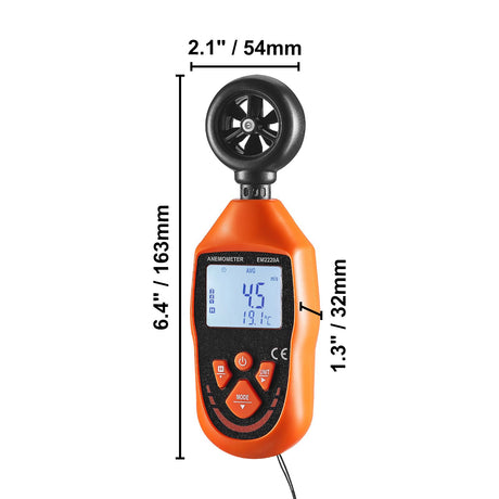 Handheld Anemometer, -10℃ to 45℃, Digital Wind Speed Meter Gauge with LED Backlight Screen, Measures Wind, image 8