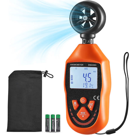 Handheld Anemometer, -10℃ to 45℃, Digital Wind Speed Meter Gauge with LED Backlight Screen, Measures Wind, image 9