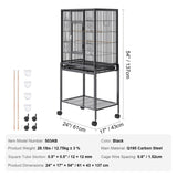 VEVOR 54 inch Standing Large Bird Cage, Carbon Steel Flight Bird Cage for Parakeets, Cockatiels, Parrots, Macaw with Rolling Stand and Tray