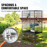 VEVOR 52 inch Standing Large Bird Cage, Carbon Steel Flight Bird Cage for Parakeets, Cockatiels, Parrots, Macaw with Rolling Stand and Tray - Side View