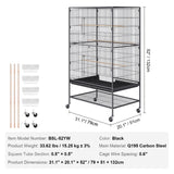 VEVOR 52 inch Standing Large Bird Cage, Carbon Steel Flight Bird Cage for Parakeets, Cockatiels, Parrots, Macaw with Rolling Stand and Tray - Close-Up Angle
