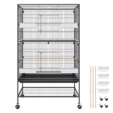 VEVOR 52 inch Standing Large Bird Cage, Carbon Steel Flight Bird Cage for Parakeets, Cockatiels, Parrots, Macaw with Rolling Stand and Tray - Extra Image