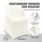 Stretch Spandex Folding Chair Covers, Universal Fitted Chair Cover, Removable Washable Protective Slipcovers, for Wedding, Holiday, Banquet, Party, Celebration, Dining (30PCS Ivory White)