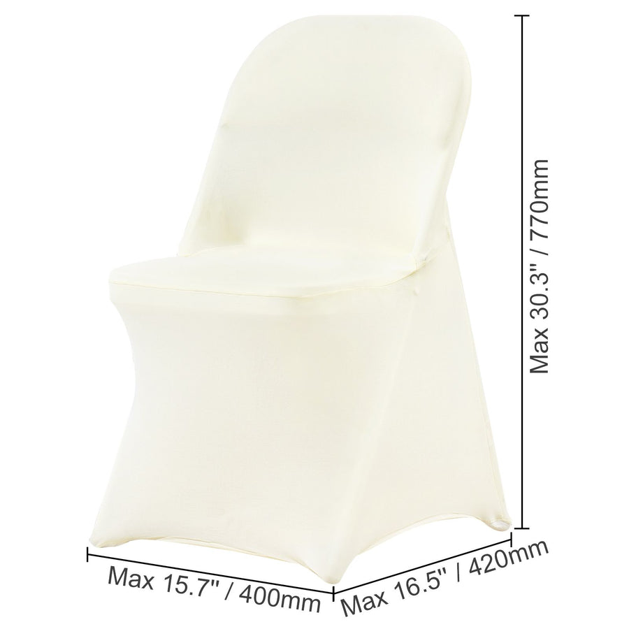 Stretch Spandex Folding Chair Covers, Universal Fitted Chair Cover, Removable Washable Protective Slipcovers, for Wedding, Holiday, Banquet, Party, Celebration, Dining (30PCS Ivory White)