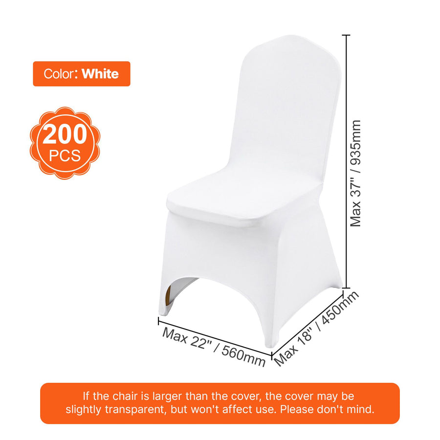 Stretch Spandex Folding Chair Covers, Universal Fitted Chair Cover, Removable Washable Protective Slipcovers, for Wedding, Holiday, Banquet, Party, Celebration, Dining (200PCS White)