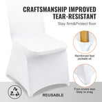 Stretch Spandex Folding Chair Covers, Universal Fitted Chair Cover, Removable Washable Protective Slipcovers, for Wedding, Holiday, Banquet, Party, Celebration, Dining (30PCS White)