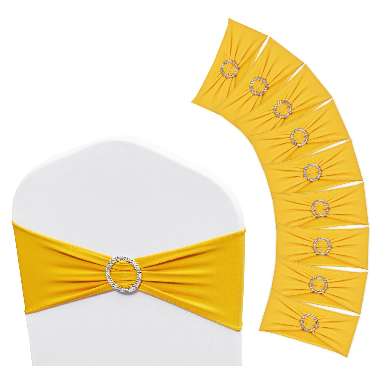 VEVOR Stretch Spandex Chair Sashes, Chair Slipcover and Stretch Chair Sash with Round Buckle, Elastic Chair Bands, Fitting Wedding, Holiday, Banquet,