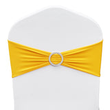 VEVOR Stretch Spandex Chair Sashes, Chair Slipcover and Stretch Chair Sash with Round Buckle, Elastic Chair Bands, Fitting Wedding, Holiday, Banquet, Party Chair Decoration (100 PCS Golden Yellow) - Extra Image