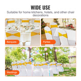 Stretch Spandex Chair Sashes, Chair Slipcover and Stretch Chair Sash with Round Buckle, Elastic Chair Bands, Fitting Wedding, Holiday, Banquet, Party Chair Decoration (50 PCS Golden Yellow)