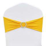 Stretch Spandex Chair Sashes, Chair Slipcover and Stretch Chair Sash with Round Buckle, Elastic Chair Bands, Fitting Wedding, Holiday, Banquet, Party Chair Decoration (50 PCS Golden Yellow)