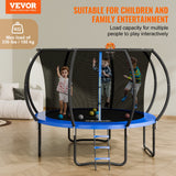 VEVOR 10FT Trampoline, 330 lbs Trampoline with Enclosure Net, Ladder, and Curved Pole, Heavy Duty Trampoline with Jumping Mat and Spring Cover Padding, Outdoor Recreational Trampolines for Kids Adults - Front View