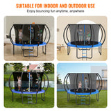 VEVOR 10FT Trampoline, 330 lbs Trampoline with Enclosure Net, Ladder, and Curved Pole, Heavy Duty Trampoline with Jumping Mat and Spring Cover Padding, Outdoor Recreational Trampolines for Kids Adults - Rear View