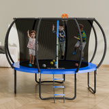VEVOR 10FT Trampoline, 330 lbs Trampoline with Enclosure Net, Ladder, and Curved Pole, Heavy Duty Trampoline with Jumping Mat and Spring Cover Padding
