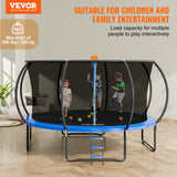 VEVOR 14FT Trampoline, 450 lbs Trampoline with Enclosure Net, Ladder, and Curved Pole, Heavy Duty Trampoline with Jumping Mat and Spring Cover Padding, Outdoor Recreational Trampolines for Kids Adults - Front View