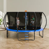 VEVOR 14FT Trampoline, 450 lbs Trampoline with Enclosure Net, Ladder, and Curved Pole, Heavy Duty Trampoline with Jumping Mat and Spring Cover Padding
