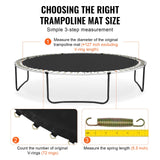 VEVOR Replacement Trampoline Mat Fits 12ft Frame 72 V-Rings 5.5