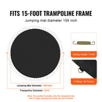 Replacement Trampoline Mat, Jumping Mat Fits 15ft Frame, Universal Jumping Mat for 15ft Round Trampoline, Reinforce UV-Resistant Mat with Spring Tool & Durable V-Rings, Fit 7" Spring Length
