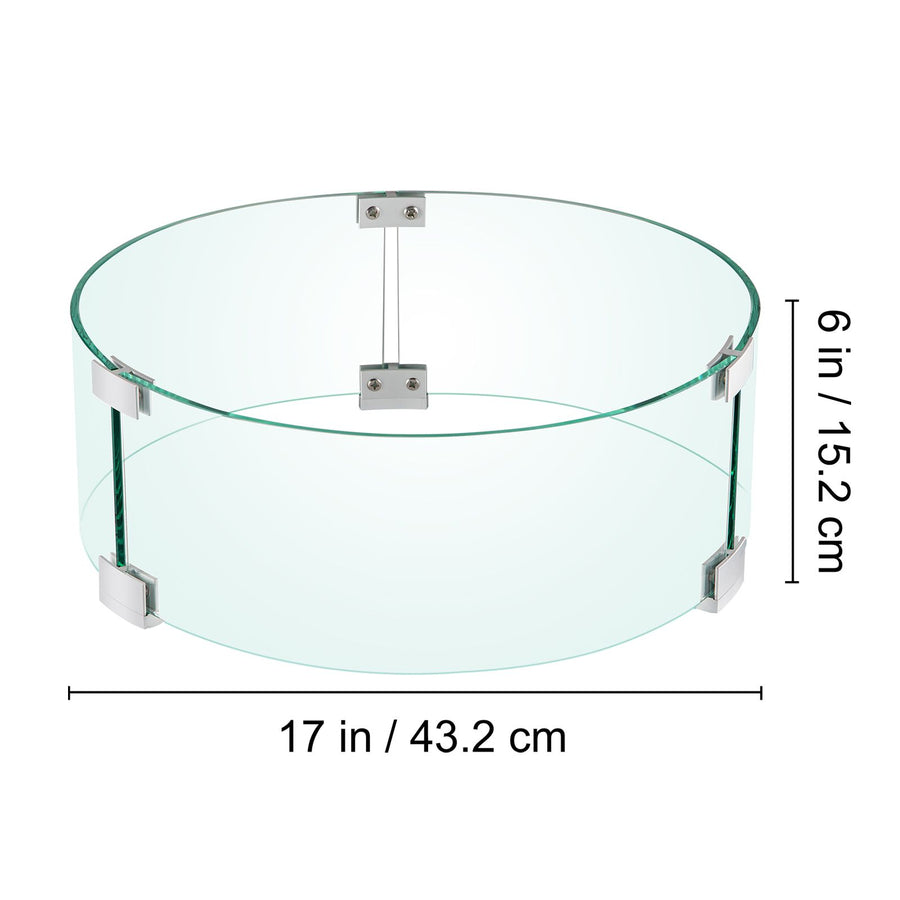 Fire Pit Wind Guard Tempered Glass Flame Guard 17x17x6 In 1/4-In Thick