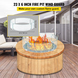 VEVOR Fire Pit Wind Guard, Glass Flame Guard, Round Glass Shield, 1/4-Inch Thick Fire Table, Clear Tempered Glass Flame Guard, Aluminum Alloy Feet for Propane, Gas, Outdoor (23 x 23 x 6 Inch) - Front View
