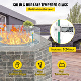 VEVOR Fire Pit Wind Guard, Glass Flame Guard, Round Glass Shield, 1/4-Inch Thick Fire Table, Clear Tempered Glass Flame Guard, Aluminum Alloy Feet for