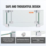 VEVOR Fire Pit Wind Guard, 26 x 26 x 6 Inch Glass Flame Guard, Round Glass Shield, 1/4-Inch Thick Fire Table, Clear Tempered Glass Flame Guard, Steady Feet Tree Pit Guard for Propane, Gas, Outdoor