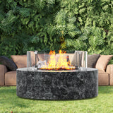 VEVOR Fire Pit Wind Guard, 26 x 26 x 6 Inch Glass Flame Guard, Round Glass Shield, 1/4-Inch Thick Fire Table, Clear Tempered Glass Flame Guard, Steady Feet Tree Pit Guard for Propane, Gas, Outdoor - Low Angle