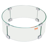 VEVOR Fire Pit Wind Guard, 26 x 26 x 6 Inch Glass Flame Guard, Round Glass Shield, 1/4-Inch Thick Fire Table, Clear Tempered Glass Flame Guard, Steady Feet Tree Pit Guard for Propane, Gas, Outdoor