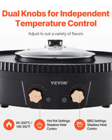 VEVOR Hot Pot with Grill 1800W 2-in-1 Electric Smokeless Grill and Hot Pot - Top-Down View