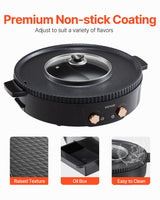 VEVOR Hot Pot with Grill 1800W 2-in-1 Electric Smokeless Grill and Hot Pot
