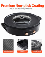VEVOR Hot Pot with Grill 1800W 2-in-1 Electric Smokeless Grill and Hot Pot - 45-Degree Angle